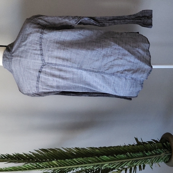 Maurices semi sheer gray button down top with crinkle sleeves - Picture 2 of 12